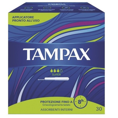 Tampax Super Blu Box Assorbente Interno Flusso Leggero Medio 30 Pezzi