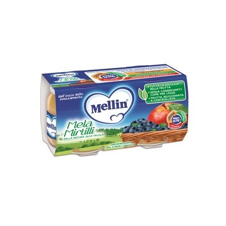 Mellin Omogeneizzato Di Frutta Mela e Mirtillo 2 x 100 g