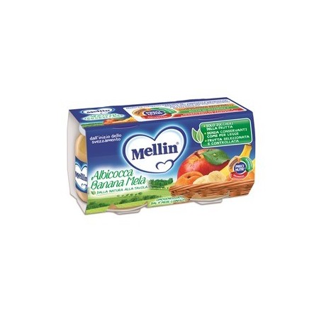 Mellin Omogeneizzato Di Frutta Albicocca Mela e Banana 2 x 100 g