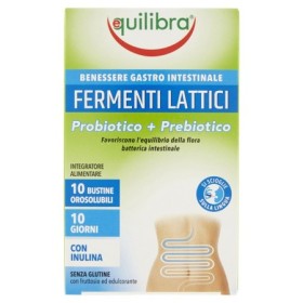 Equilibra Fermenti Lattici Integratore di Probiotico e Prebiotici 10 Bustine Orosolubili