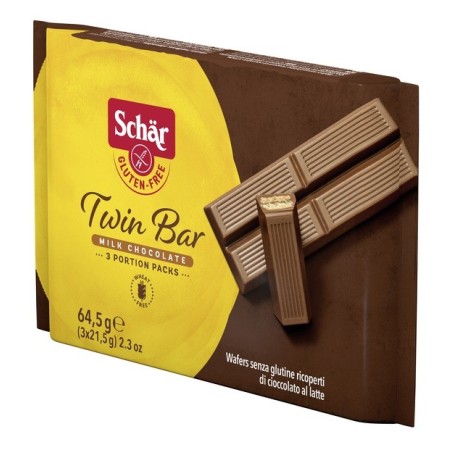 Schar Twin Bar Wafer Senza Glutine Ricoperto di Cioccolato al Latte 65 g