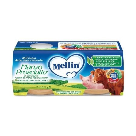 Mellin Omogeneizzato di Manzo e Prosciutto 2 x 80 g