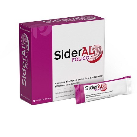 SiderAL Folico 30mg Integratore di Ferro e Vitamine 20 Stick pack