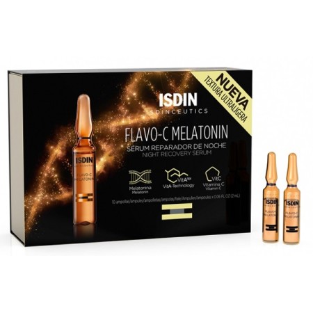 Isdin Isdinceutics Flavo-C Melatonin Siero Riparatore Notte Viso 10 Fiale