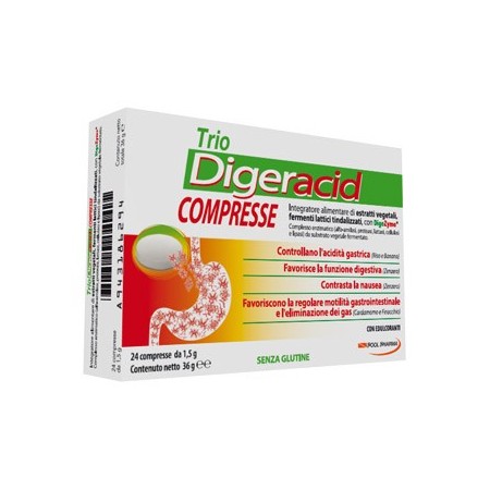 Trio Digeracid Integratore Bruciore e Acidità 24 Compresse