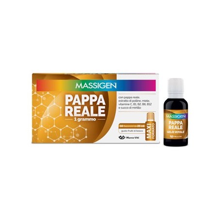 Massigen Pappa Reale Integratore Tonico Bambini e Anziani 10 Flaconcini