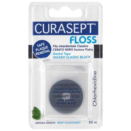 Curasept Floss Nero Cerato Filo Interdentale con Clorexidina 50 m