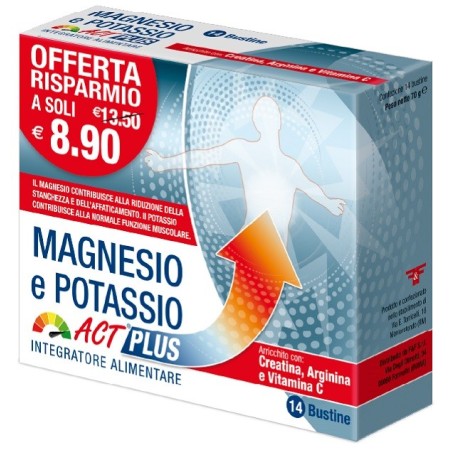 Magnesio Potassio Act Plus Integratore di Sali Minerali 14 Bustine