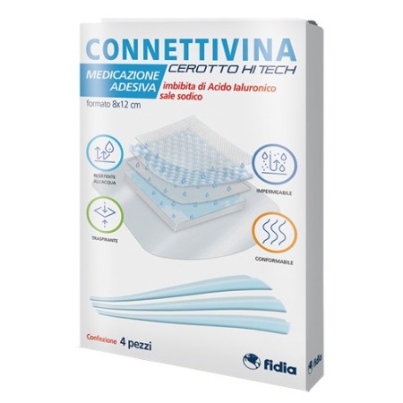 Connettivina Cerotto Hi Tech Medicazione Adesiva 8x12 cm 4 Pezzi