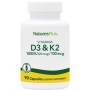 Natures Plus Vitamins D3 & K2 Integratore Sistema Immunitario 90 Compresse
