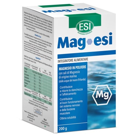 Mag-Esi Integratore di Magnesio in Polvere Per Stanchezza ed Affaticamento Barattolo da 200 g