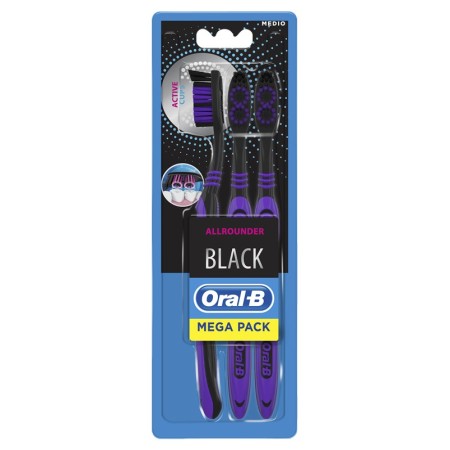 Oral-B Spazzolino Manuale Allrounder Black 3 Pezzi