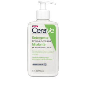 CeraVe Detergente Crema-Schiuma Idratante Deterge ed Idrata. Con 3 Ceramidi Essenziali, Acido Ialuro