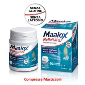 Maalox RefluRapid Integratore Per il Bruciore di Stomaco 40 Compresse Masticabili