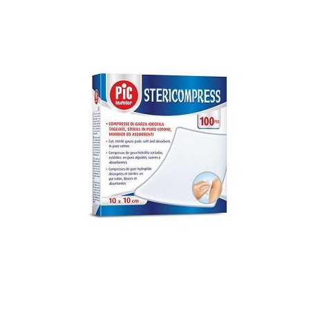 Pic Stericompress Compresse di Garza 10 x 10 cm Sterili 100 Pezzi