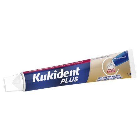 Kukident Plus Sigillo Crema Adesiva Per Dentiere Totali e Parziali Aroma Neutro 57 g