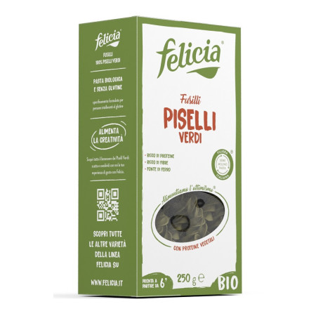 Felicia Bio Fusilli In pasta di Piselli Verdi Senza Glutine 250 g