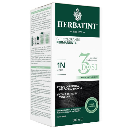 Herbatint Tintura Capelli Gel Permanente 3Dosi 1N Nero 300 ml