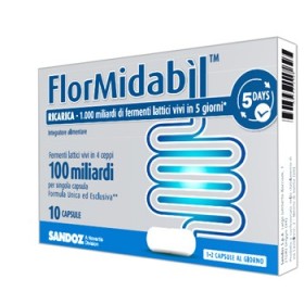 FlorMidabil Ricarica Integratore Con 100 Miliardi di Fermenti Lattici Vivi 10 Capsule