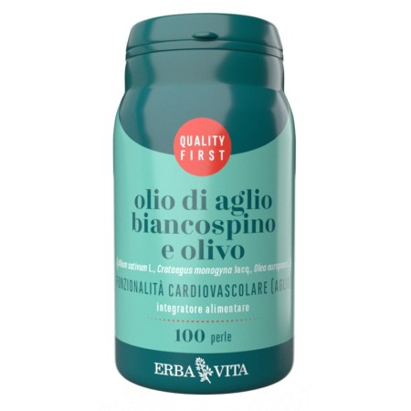 Erba Vita Olio di Aglio e Biancospino Integratore Apparato Cardiovascolare 100 Perle